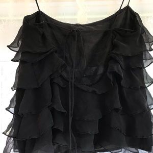 Tracy Reese Silk black top cropped with ruffles
